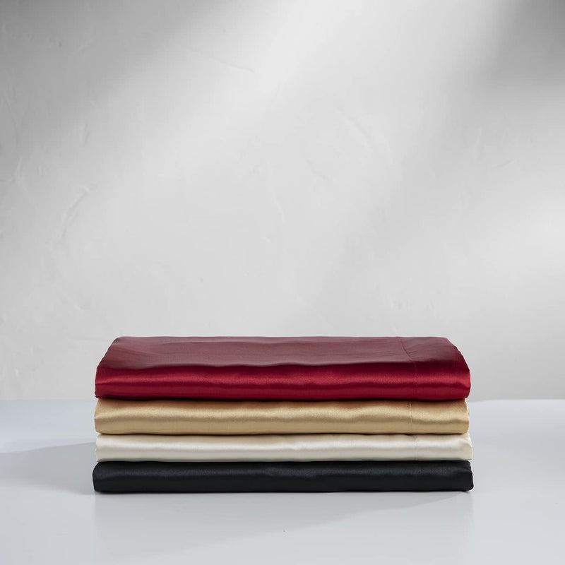 Baltic Linen Satin Luxury Sheet Set Cal King Black 4-Piece Set - Image 3